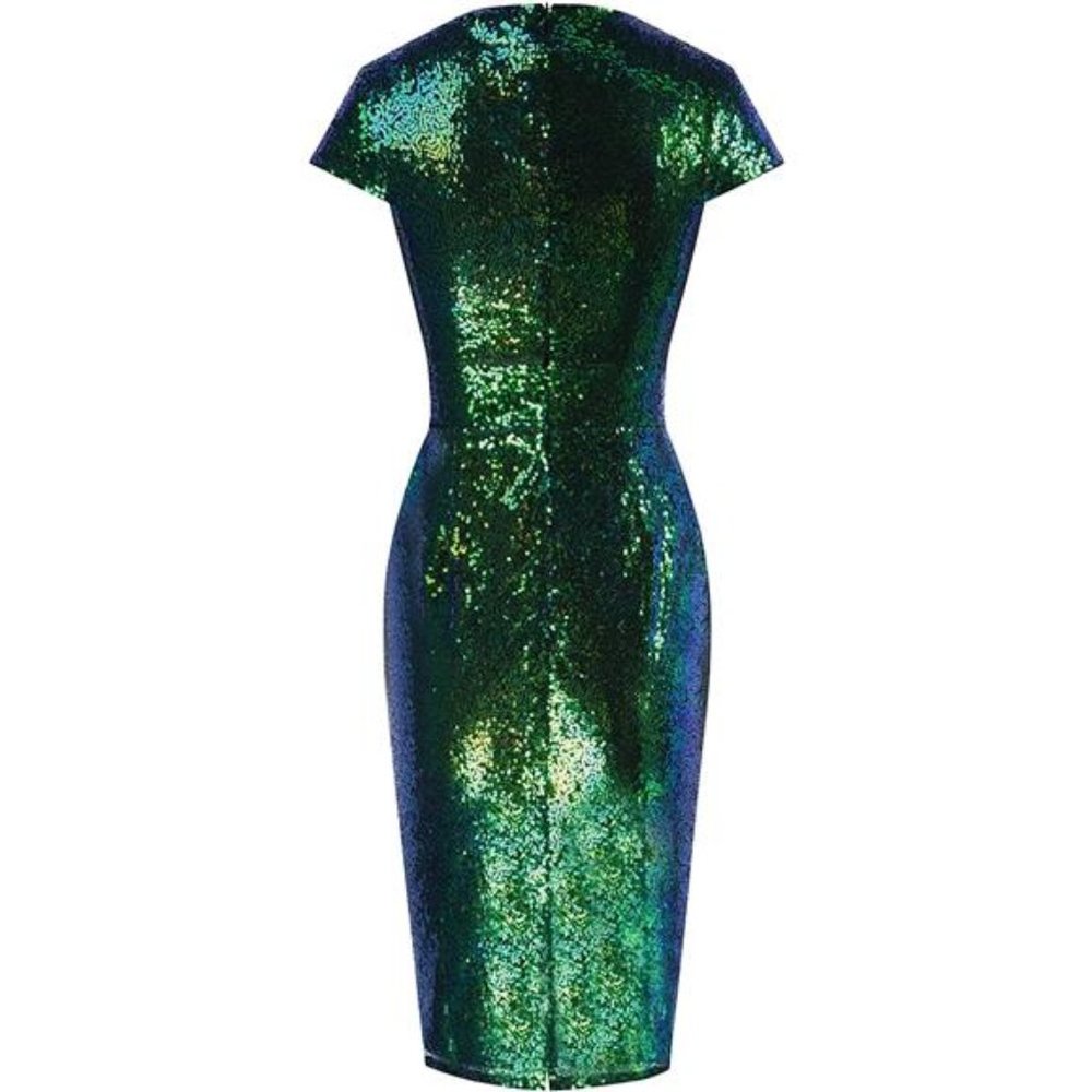 Women's 50s Vintage Pencil Dress Cap Sleeve Wiggle Dress - Picture 2 of 4